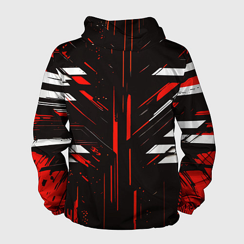 Мужская ветровка Красно-белые полосы и точки на чёрном фоне / 3D-Белый – фото 2