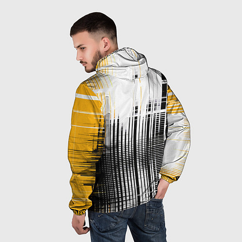 Мужская ветровка Жёлто-чёрный гранж на белом фоне / 3D-Черный – фото 4