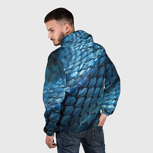 Мужская ветровка Голубая кожа змеи / 3D-Черный – фото 4