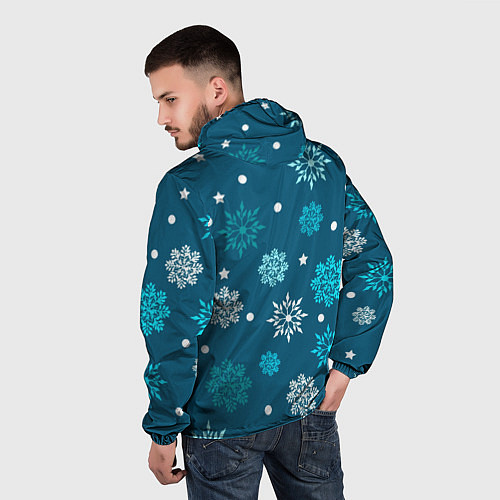 Мужская ветровка Резные снежинки / 3D-Черный – фото 4