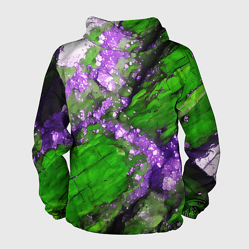 Мужская ветровка Фиолетовый минерал в зелёном камне / 3D-Белый – фото 2