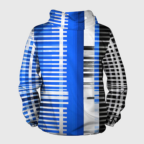Мужская ветровка White stripes on a black and blue background / 3D-Белый – фото 2