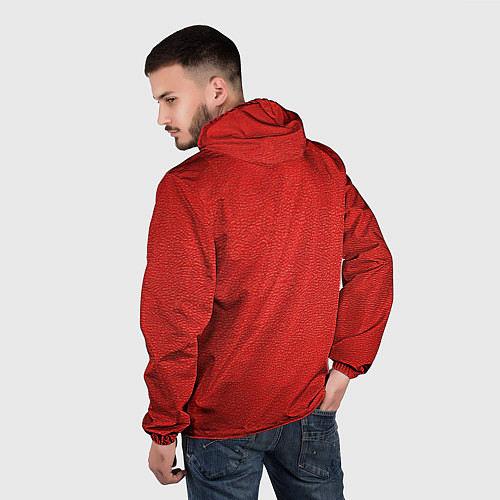 Мужская ветровка Красная кожаная текстура / 3D-Черный – фото 4