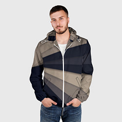 Ветровка с капюшоном мужская Фрактальные линии, цвет: 3D-белый — фото 2