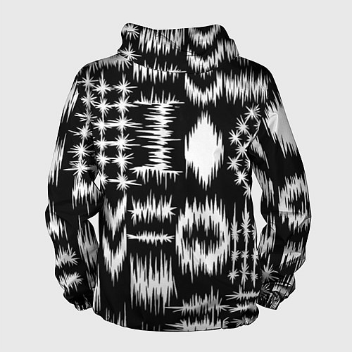 Мужская ветровка Штриховка - геометрическая абстракция / 3D-Белый – фото 2