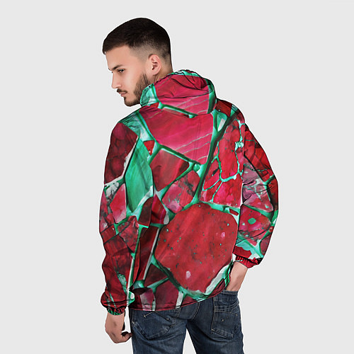Мужская ветровка Зеленый минерал в красном камне / 3D-Черный – фото 4