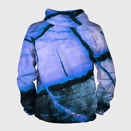Мужская ветровка Трещины на абстрактном синем фоне / 3D-Белый – фото 2