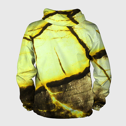 Мужская ветровка Трещины на абстрактном жёлтом фоне / 3D-Белый – фото 2