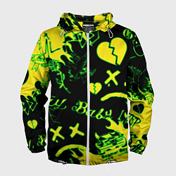 Ветровка с капюшоном мужская Lil Peep кислотные автографы, цвет: 3D-белый