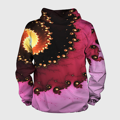 Мужская ветровка Фрактал узор розовый / 3D-Белый – фото 2