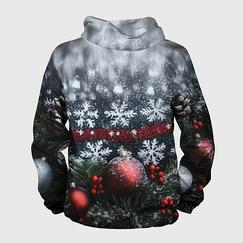 Мужская ветровка Новогодние снежинки / 3D-Белый – фото 2