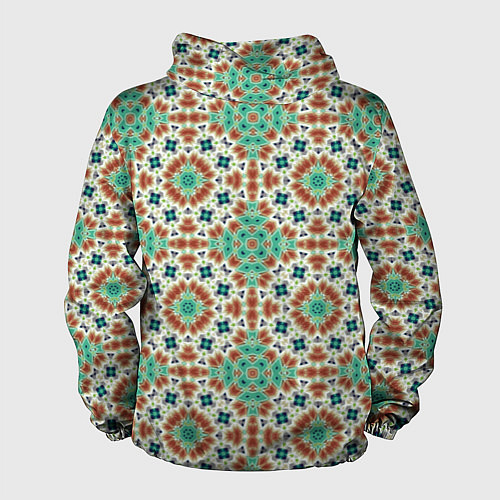 Мужская ветровка Восточный пляжный орнамент зелено коричневый / 3D-Белый – фото 2