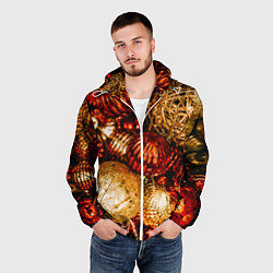 Ветровка с капюшоном мужская Новогоднее ёлочное украшение, цвет: 3D-белый — фото 2