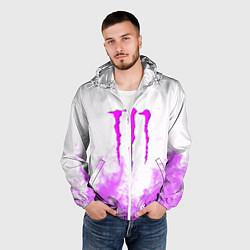 Ветровка с капюшоном мужская Monster energy neon flame, цвет: 3D-белый — фото 2