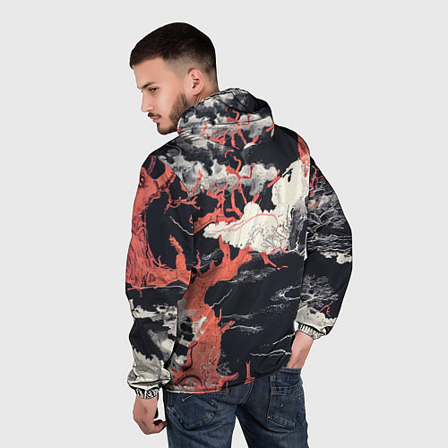 Мужская ветровка Паттерн с деревьями в японском стиле - нейросеть / 3D-Черный – фото 4