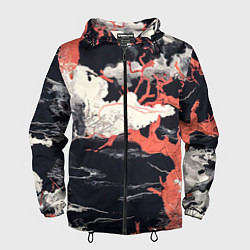 Ветровка с капюшоном мужская Паттерн с деревьями в японском стиле - нейросеть, цвет: 3D-черный