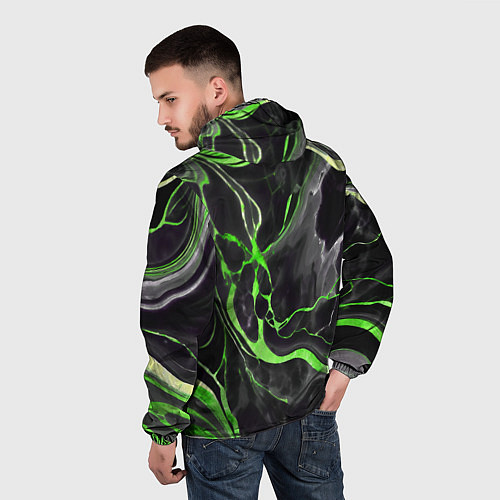 Мужская ветровка Зелёно-чёрный мрамор / 3D-Черный – фото 4