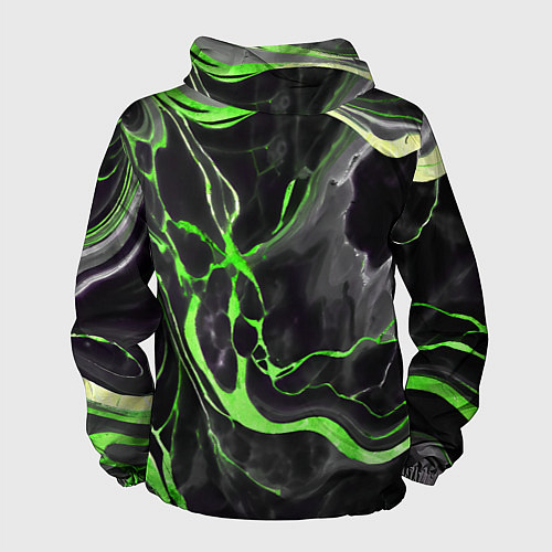 Мужская ветровка Зелёно-чёрный мрамор / 3D-Белый – фото 2