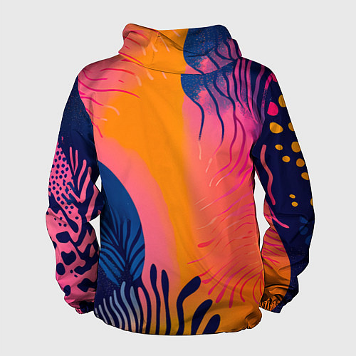 Мужская ветровка Векторная абстракция с растениями - нейросеть / 3D-Белый – фото 2