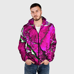 Ветровка с капюшоном мужская Розовый треснувший камень, цвет: 3D-черный — фото 2