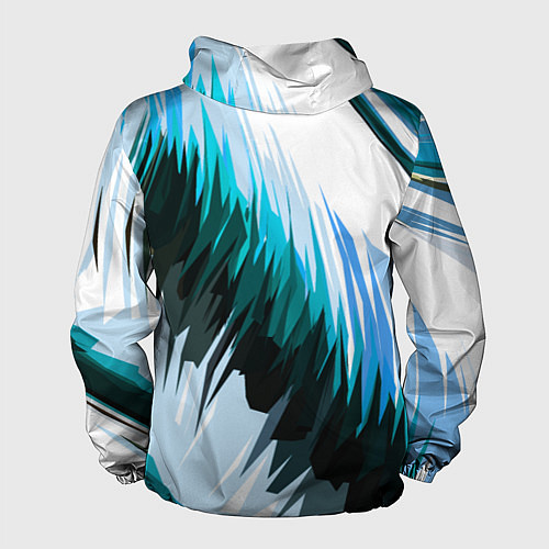 Мужская ветровка Чёрно-синие острые полосы на белом фоне / 3D-Белый – фото 2