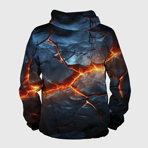 Мужская ветровка Черная треснутая плита - текстура / 3D-Белый – фото 2