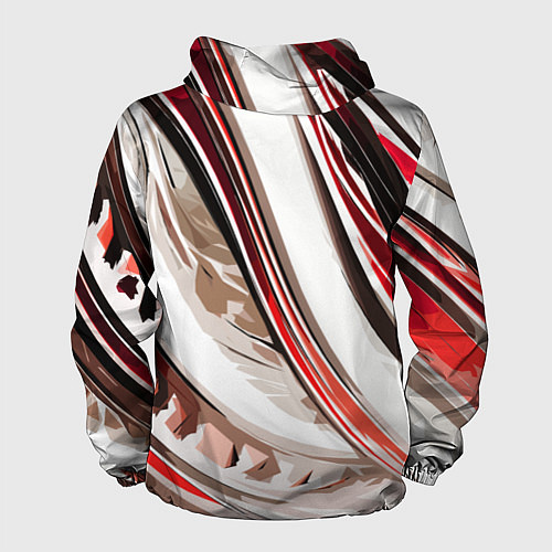 Мужская ветровка Волнистая бело-красная абстракция / 3D-Белый – фото 2