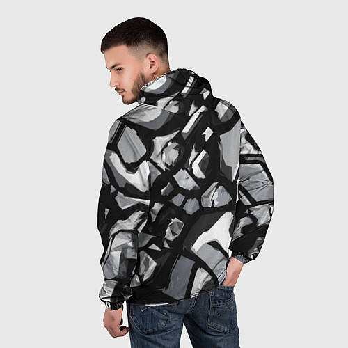 Мужская ветровка Чёрно-серая абстракция / 3D-Черный – фото 4