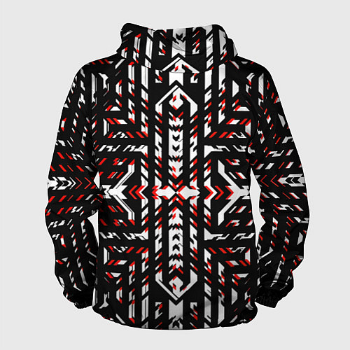 Мужская ветровка Чёрно-красные диагональные полосы на белом фоне / 3D-Белый – фото 2