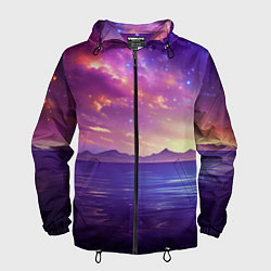 Ветровка с капюшоном мужская Волшебная галактика, цвет: 3D-черный