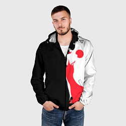 Ветровка с капюшоном мужская Девушка в красном платье, цвет: 3D-черный — фото 2