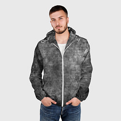 Ветровка с капюшоном мужская Абстракция - gray wall, цвет: 3D-белый — фото 2