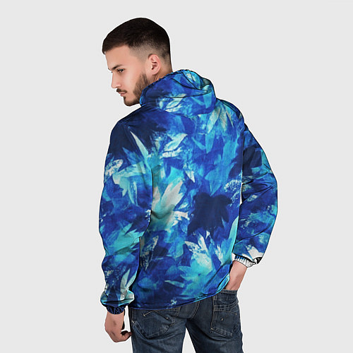 Мужская ветровка Синий узорный камуфляж / 3D-Черный – фото 4