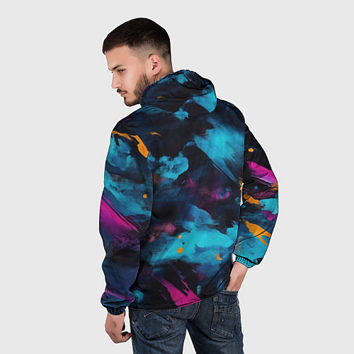 Мужская ветровка Герб РФ на текстурном камуфляже / 3D-Черный – фото 4