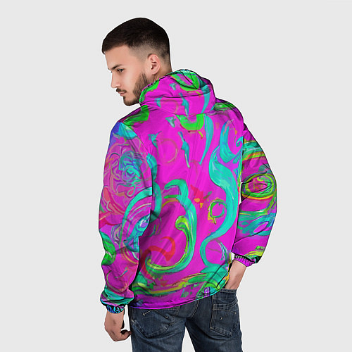 Мужская ветровка Abstract floral pattern - aloha / 3D-Черный – фото 4