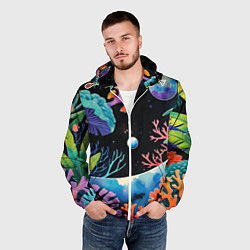 Ветровка с капюшоном мужская Подводная фантастика, цвет: 3D-белый — фото 2