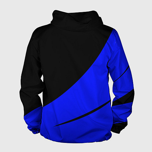 Мужская ветровка Чёрный с синим двуцветный с полосой / 3D-Черный – фото 2