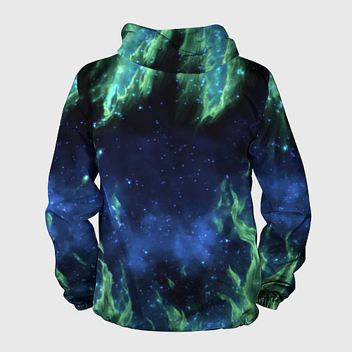 Мужская ветровка Зеленые языки пламени / 3D-Белый – фото 2