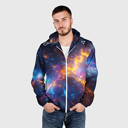 Ветровка с капюшоном мужская Космическая текстура фон, цвет: 3D-белый — фото 2
