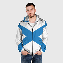 Ветровка с капюшоном мужская Военно-морской флот: Андреевский флаг, цвет: 3D-черный — фото 2