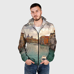 Ветровка с капюшоном мужская Гранд-канал Венеции - городской пейзаж, цвет: 3D-черный — фото 2