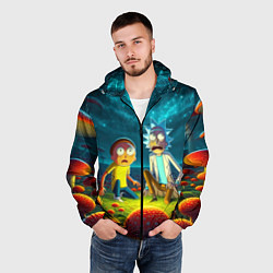 Ветровка с капюшоном мужская Rick and Morty on the fly agaric planet, цвет: 3D-черный — фото 2