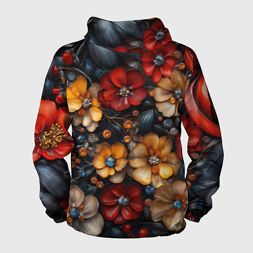 Мужская ветровка Объемные бутоны цветов / 3D-Белый – фото 2