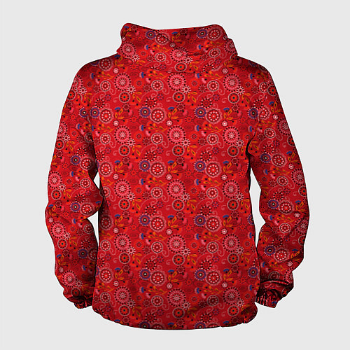 Мужская ветровка Алый красный деревенский абстрактный узор / 3D-Белый – фото 2