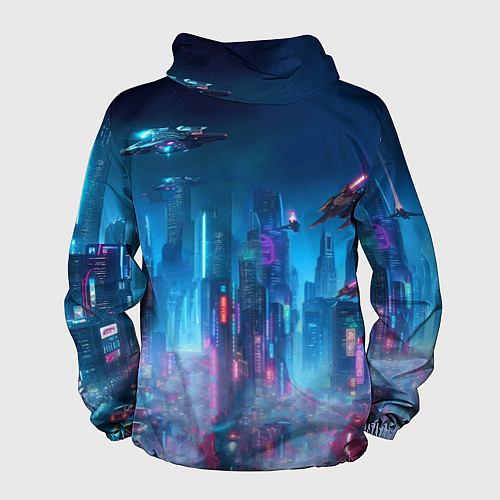 Мужская ветровка Mass Effect - neon glow fantastic / 3D-Белый – фото 2