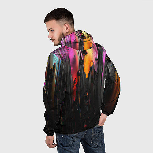 Мужская ветровка Разноцветная рельефная краска текстура / 3D-Черный – фото 4