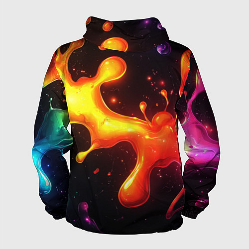 Мужская ветровка Радужные кляксы на черном фоне / 3D-Белый – фото 2