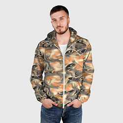 Ветровка с капюшоном мужская Абстракция - закрученный узор, цвет: 3D-белый — фото 2