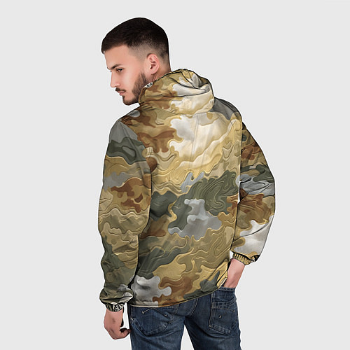 Мужская ветровка Золотистый камуфляж / 3D-Черный – фото 4