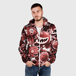 Ветровка с капюшоном мужская Растения против зомби в красном цвете, цвет: 3D-белый — фото 2
